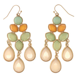 Pastel Dangle-Earrings With Bead Accents Colorful & Gold-Tone Colored #5240