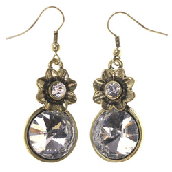 Flower Dangle-Earrings With Crystal Accents Gold-Tone & Silver-Tone Colored #5108