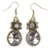 Flower Dangle-Earrings With Crystal Accents Gold-Tone & Silver-Tone Colored #5108