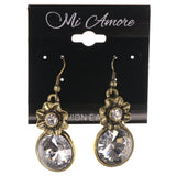 Flower Dangle-Earrings With Crystal Accents Gold-Tone & Silver-Tone Colored #5108