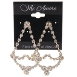 Silver-Tone Metal Dangle-Earrings With Crystal Accents #5023