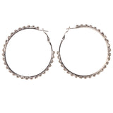 Silver-Tone Metal Hoop-Earrings With Crystal Accents #4982