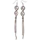 Silver-Tone Metal Dangle-Earrings With Crystal Accents #4985