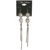 Silver-Tone Metal Dangle-Earrings With Crystal Accents #4985