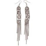 Silver-Tone Metal Dangle-Earrings With Crystal Accents #5139