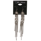 Silver-Tone Metal Dangle-Earrings With Crystal Accents #5139