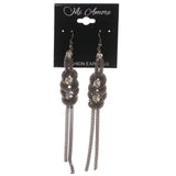 Silver-Tone Metal Dangle-Earrings With Crystal Accents #5084