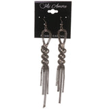 Silver-Tone Metal Dangle-Earrings With Crystal Accents #5048