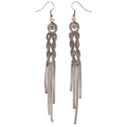 Silver-Tone Metal Dangle-Earrings With Crystal Accents #5102