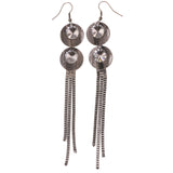 Silver-Tone Metal Dangle-Earrings With Crystal Accents #5002