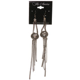 Silver-Tone Metal Dangle-Earrings With Crystal Accents #4992