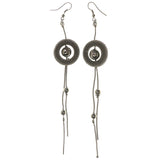 Silver-Tone Metal Dangle-Earrings With Crystal Accents #5040