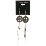 Silver-Tone Metal Dangle-Earrings With Crystal Accents #5040