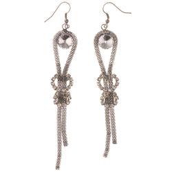 Silver-Tone Metal Dangle-Earrings With Crystal Accents #5091