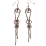 Silver-Tone Metal Dangle-Earrings With Crystal Accents #5091