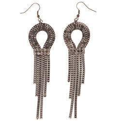 Silver-Tone Metal Dangle-Earrings With Crystal Accents #5110