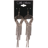 Silver-Tone Metal Dangle-Earrings With Crystal Accents #5110