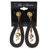 Snake   Drop-Dangle-Earrings With Bead Accents Brown & Gold-Tone Colored #5241