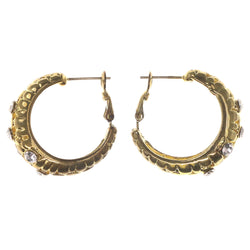 Gold-Tone Metal Hoop-Earrings With Crystal Accents #5230