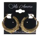 Gold-Tone Metal Hoop-Earrings With Crystal Accents #5230