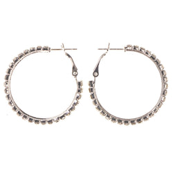 Silver-Tone Metal Hoop-Earrings With Crystal Accents #4965