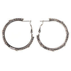 Silver-Tone Metal Hoop-Earrings With Crystal Accents #5051
