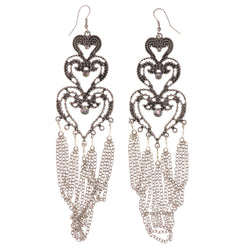 Heart AB Finish Dangle-Earrings  With Crystal Accents Silver-Tone Color #4977
