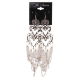 Heart AB Finish Dangle-Earrings  With Crystal Accents Silver-Tone Color #4977