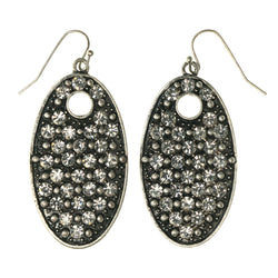 Silver-Tone Metal Dangle-Earrings With Crystal Accents #5144