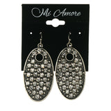 Silver-Tone Metal Dangle-Earrings With Crystal Accents #5144