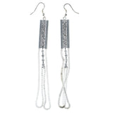 Silver-Tone Metal Dangle-Earrings With Crystal Accents #5092