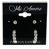 Earring Set Stud-Earrings With Crystal Accents  Silver-Tone Color #5862