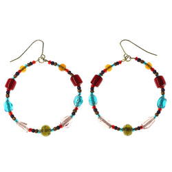 Colorful AB Finish Dangle-Earrings With Bead Accents Colorful & Gold-Tone Colored #5884