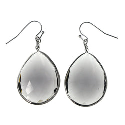 Faceted Dangle-Earrings With Bead Accents Black & Silver-Tone Colored #5857