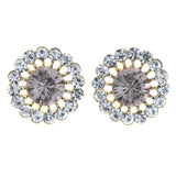 Flower Stud-Earrings With Crystal Accents Pink & Silver-Tone Colored #5883