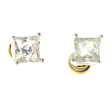 Cubic Zirconia Stud-Earrings With Crystal Accents  Silver-Tone Color #5824