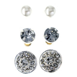 Mi Amore Set of 3 Stud-Earrings Silver-Tone/White