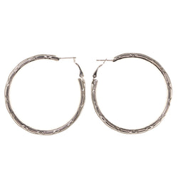 Glitter  Sparkle Hoop-Earrings Silver-Tone Color  #5160