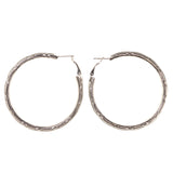 Glitter  Sparkle Hoop-Earrings Silver-Tone Color  #5160