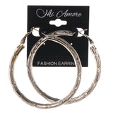 Glitter  Sparkle Hoop-Earrings Silver-Tone Color  #5160