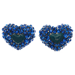 Mi Amore Heart Stud-Earrings Blue