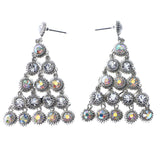 Mi Amore AB Finish Drop-Dangle-Earrings Silver-Tone