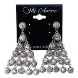 Mi Amore AB Finish Drop-Dangle-Earrings Silver-Tone