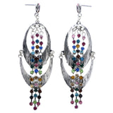 Mi Amore Antiqued Drop-Dangle-Earrings Silver-Tone/Multicolor