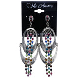 Mi Amore Antiqued Drop-Dangle-Earrings Silver-Tone/Multicolor