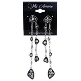 Mi Amore Antiqued Drop-Dangle-Earrings Silver-Tone/Black