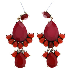 Mi Amore Drop-Dangle-Earrings Red/Gold-Tone