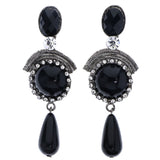 Mi Amore Drop-Dangle-Earrings Black/Silver-Tone