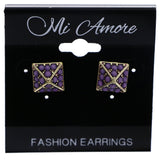 Mi Amore Antiqued Stud-Earrings Purple/Gold-Tone