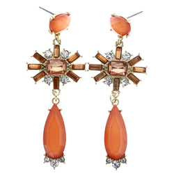 Mi Amore Drop-Dangle-Earrings Orange/Gold-Tone